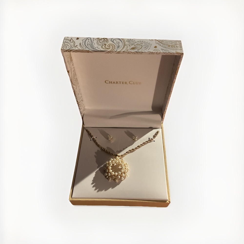 Gold White Pearl Cluster Trinket Box Table Decorative Accent Made in China